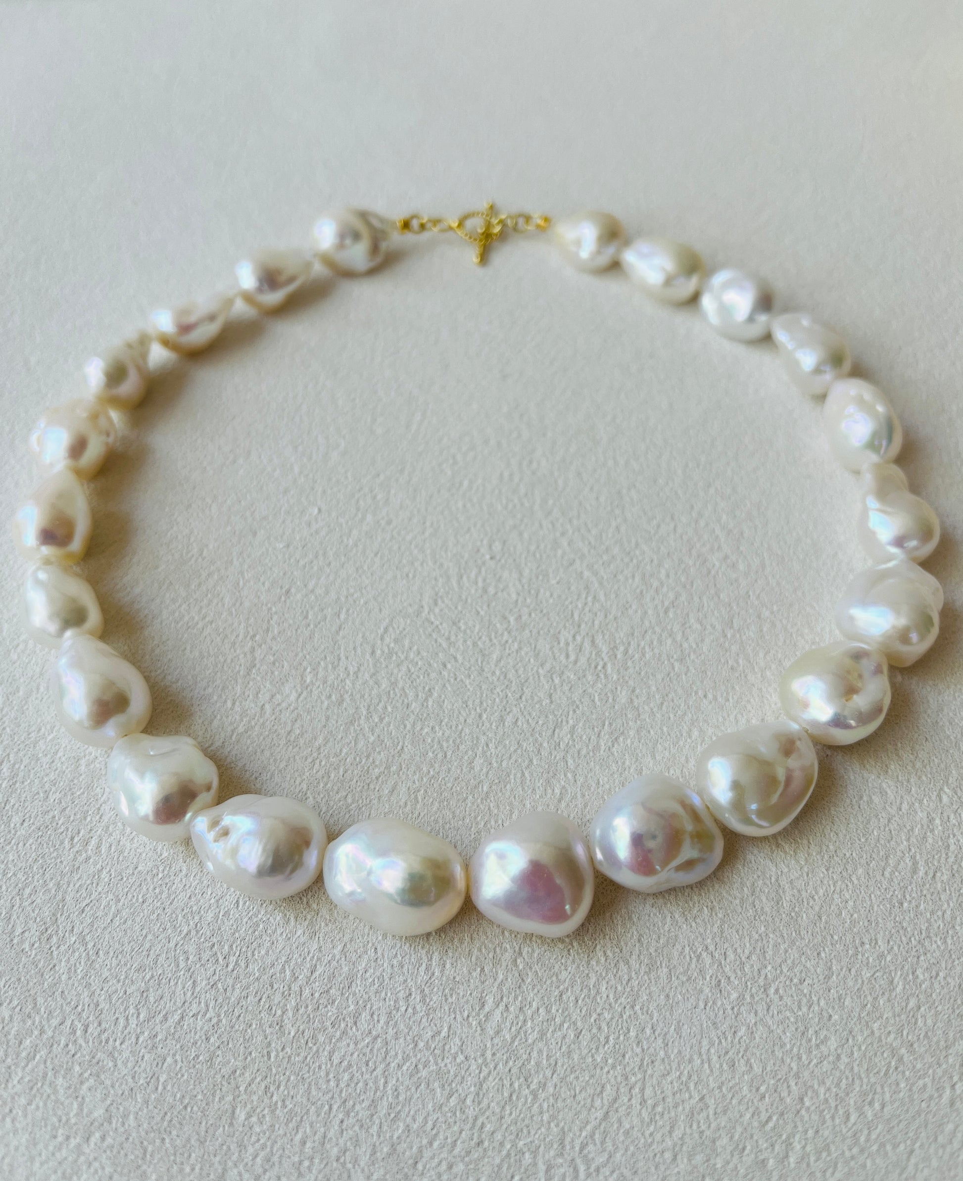 Baroque Pearl Necklace - BOLD - Reinvent White Pearl Strand with organic baroque pearls and 24K Gold Vermeil detailing.