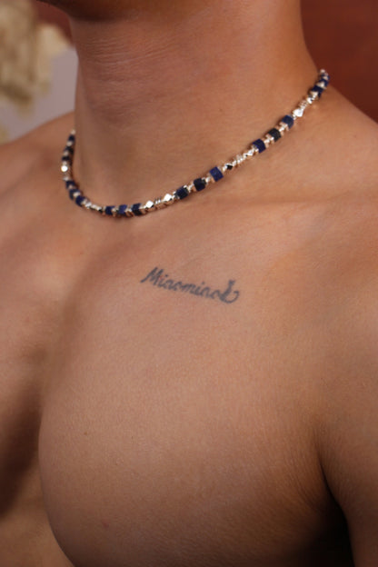 Men wearing colorful agate gemstone necklace