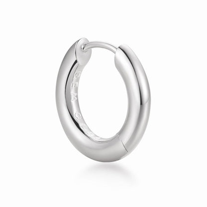 Rhodium-plated silver hoop earring on a white background