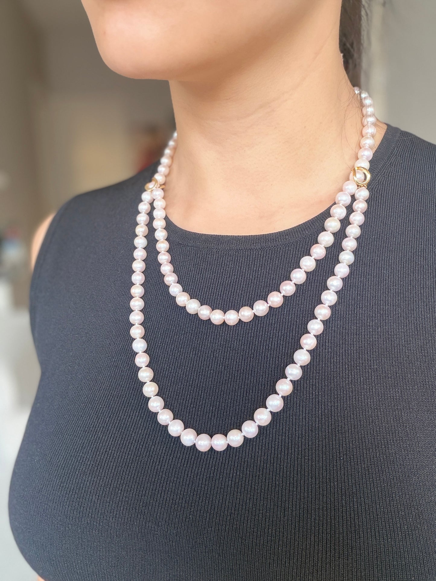 White Round Freshwater Pearl Lariat Necklace - CLASSIC - Infinity