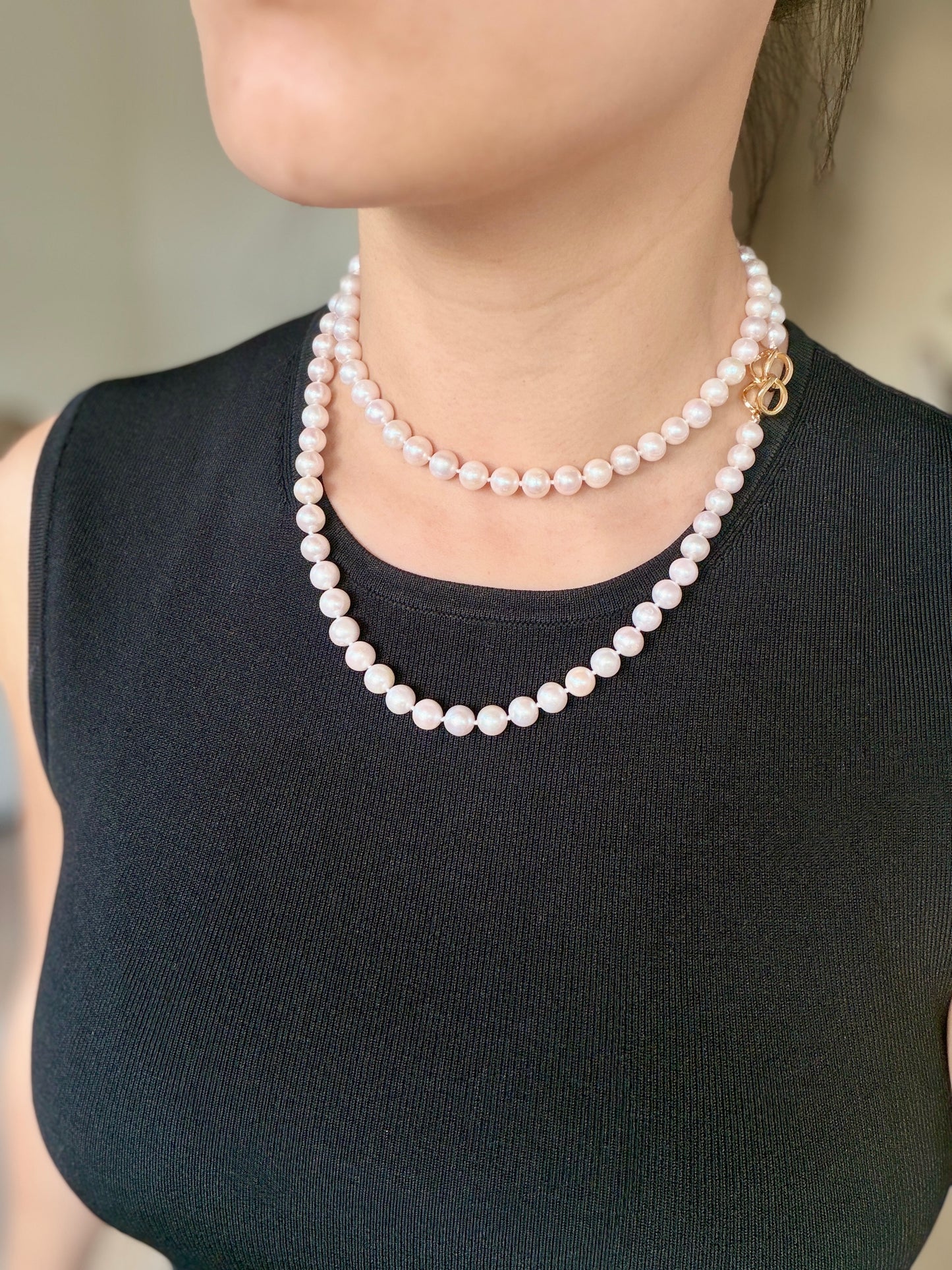 White Round Freshwater Pearl Lariat Necklace - CLASSIC - Infinity