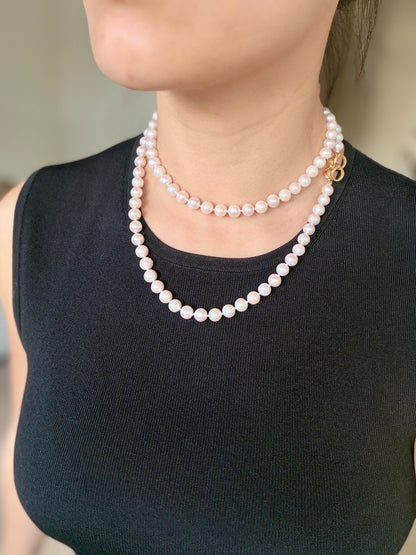White Round Freshwater Pearl Lariat Necklace - CLASSIC - Infinity